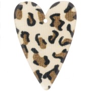 Pendente a cuore in acetato 34x24 mm - Marrone ghepardo - Nero x1|raw }}
