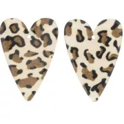 Pendente a cuore in acetato 34x24 mm - Marrone ghepardo - Nero x1