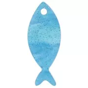 Pendente a forma di pesce in acetato 25x10 mm - Turchese Brillantini x1