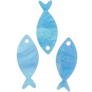 Pendente a forma di pesce in acetato 25x10 mm - Turchese Brillantini x1