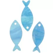 Pendente a forma di pesce in acetato 25x10 mm - Turchese Brillantini x1