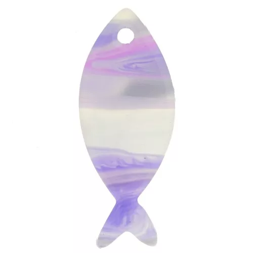 Pendente a forma di pesce in acetato 25x10 mm - marmorizzato malva - grigio x1