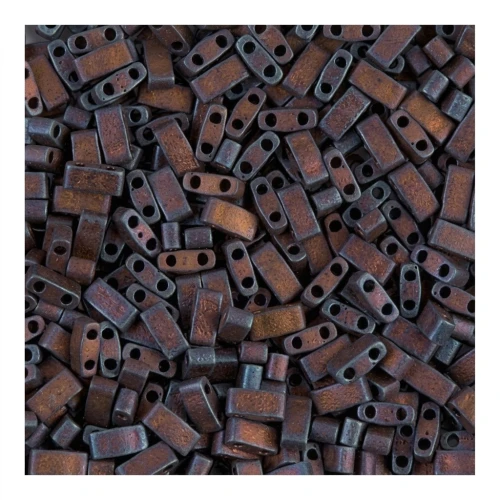 Miyuki Half Tila Beads 5x2.3x1.9 mm HTL-2005 - Mat Metallic Dark Raspberry Iris x10g