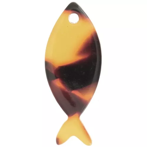 Pendente a forma di pesce in acetato 25x10 mm - Tartaruga - Marrone - Nero x1