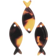 Pendente a forma di pesce in acetato 25x10 mm - Tartaruga - Marrone - Nero x1