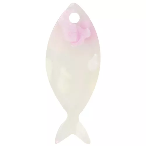 Pendente a forma di pesce in acetato 25x10 mm - Terrazzo traslucido - Rosa - Viola x1