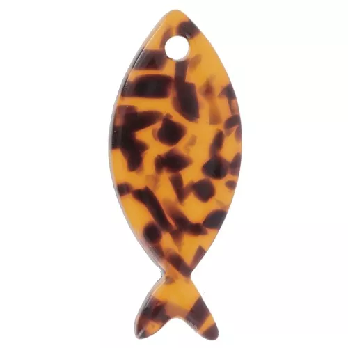 Pendente a forma di pesce in acetato 25x10 mm - Terrazzo Brown - Nero x1