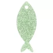 Pendente a forma di pesce in acrilico 25x10 mm - Verde muschio Brillantini x1