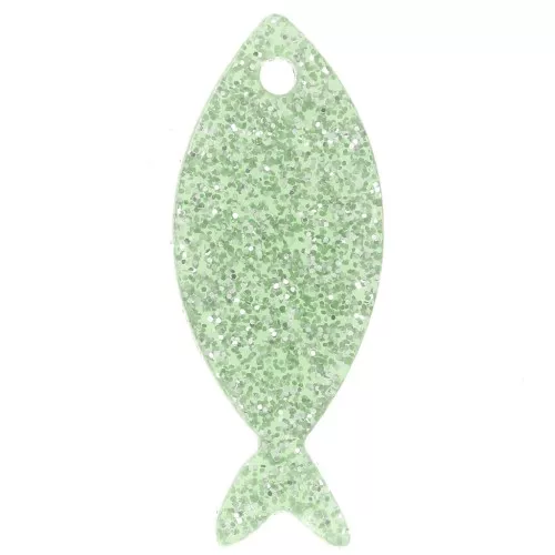 Pendente a forma di pesce in acrilico 25x10 mm - Verde muschio Brillantini x1