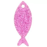 Pendente a forma di pesce in acrilico 25x10 mm - Rosa Brillantini x1