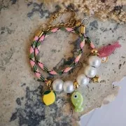 Pendente a forma di pesce in acrilico 25x10 mm - Rosa Brillantini x1