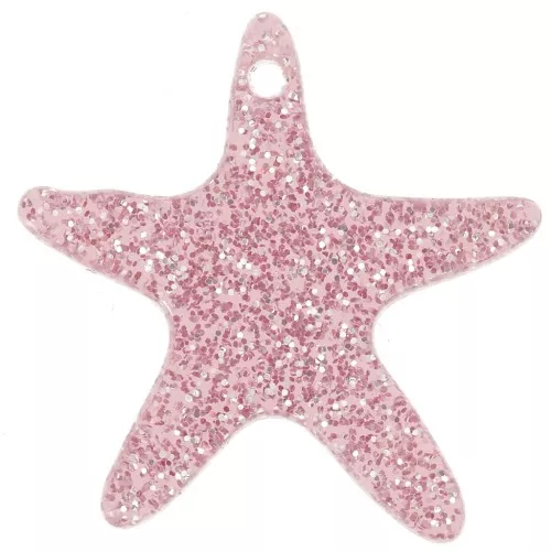 Pendente a forma di stella marina in acrilico da 20 mm - Rosa antico Brillantini x1