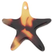 Pendente in acetato a forma di stella marina 20 mm - Tartaruga - Marrone - Nero x1