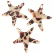 Pendente a forma di stella marina da 20 mm in acetato - Marrone screziato - Crema x1