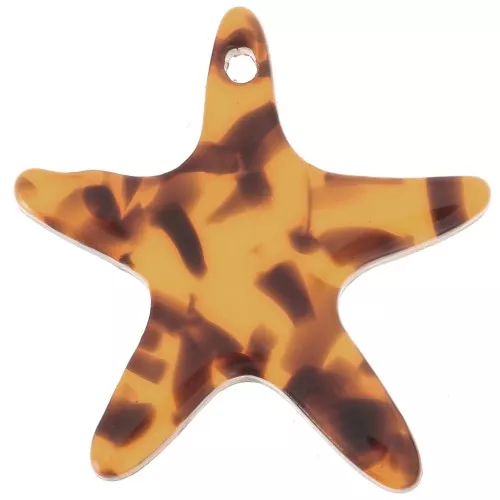 Pendente a forma di stella marina 20 mm in acetato - Terrazzo Brown - Nero x1