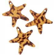 Pendente a forma di stella marina 20 mm in acetato - Terrazzo Brown - Nero x1