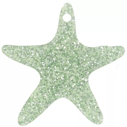 Pendente a forma di stella marina in acrilico da 20 mm - Verde muschio brillantini x1