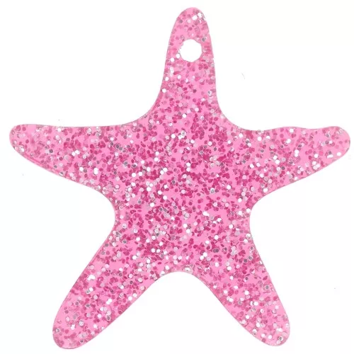 Pendente a forma di stella marina in acrilico da 20 mm - Rosa Brillantini x1
