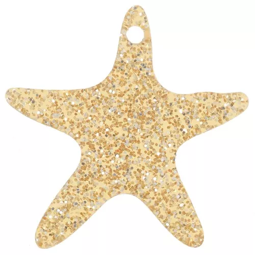 Pendente a forma di stella marina in acrilico da 20 mm - Brillantini dorati x1