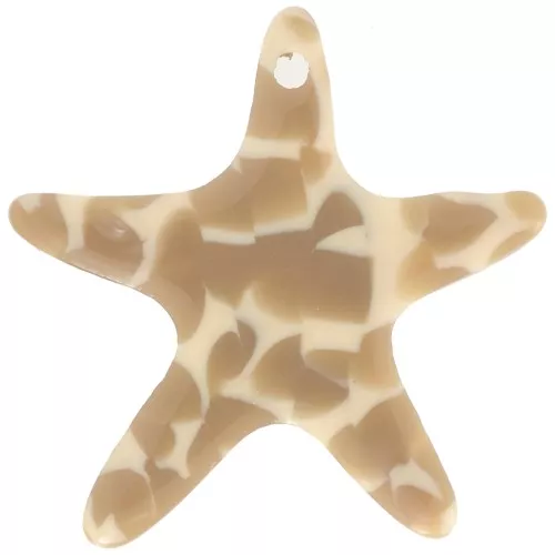 Pendente a forma di stella marina 20 mm in acetato - Caramello screziato - Beige x1