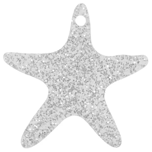 Pendente a forma di stella marina in acrilico da 20 mm - Brillantini argento x1
