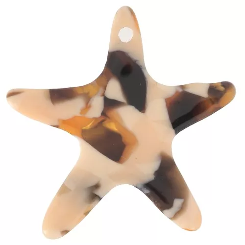 Pendente in acetato a forma di stella marina 20 mm - Tartaruga - Salmone - Marrone x1
