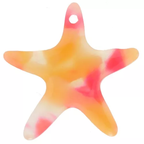 Pendente a forma di stella marina 20 mm in acetato - Tartaruga - Arancione - Rosa intenso