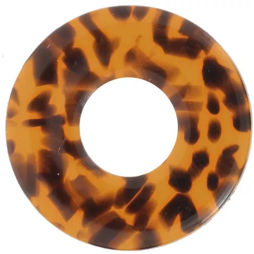 Pendente a forma di ciambella in acetato da 20 mm - Terrazzo Brown - Nero x1