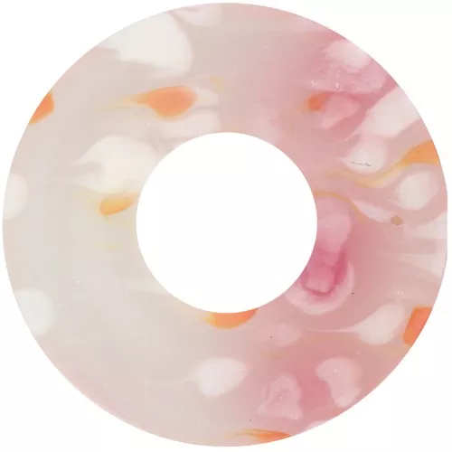 Pendente donuts da 20 mm in acrilico - Rosa screziato - Bianco perlato x1