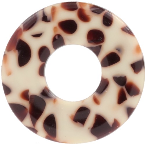 Pendente donuts da 20 mm in acrilico - Marrone screziato - Crema x1