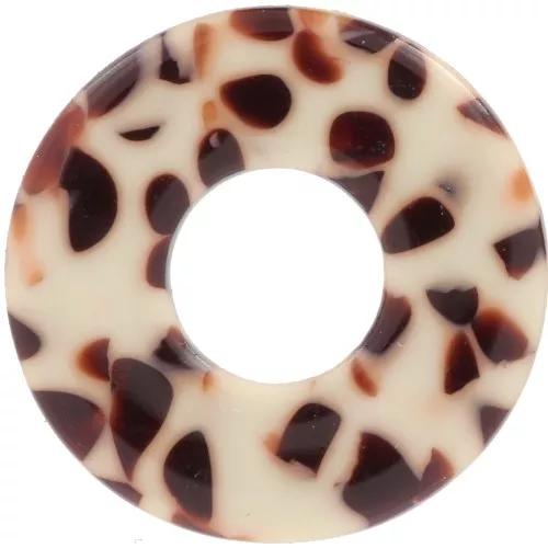 Pendente donuts da 20 mm in acrilico - Marrone screziato - Crema x1