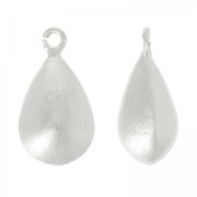 Ciondolo goutte 20 mm Placcatura argento fino satinato x1