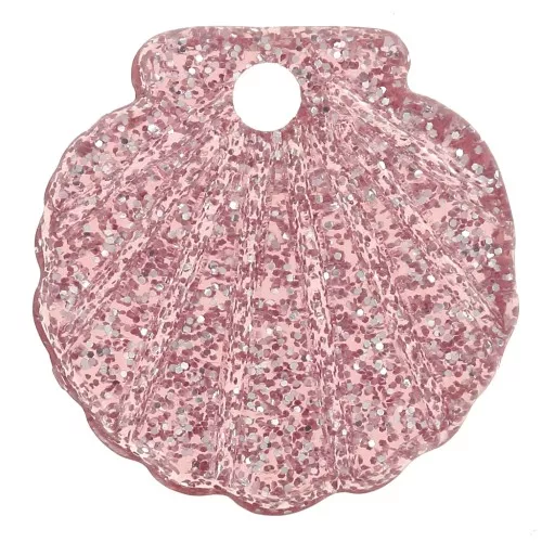 Pendente a conchiglia in acrilico da 16 mm - Rosa antico Brillantini x1