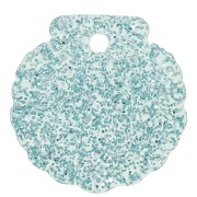 Pendente a conchiglia in acrilico da 16 mm - Brillantini blu x1