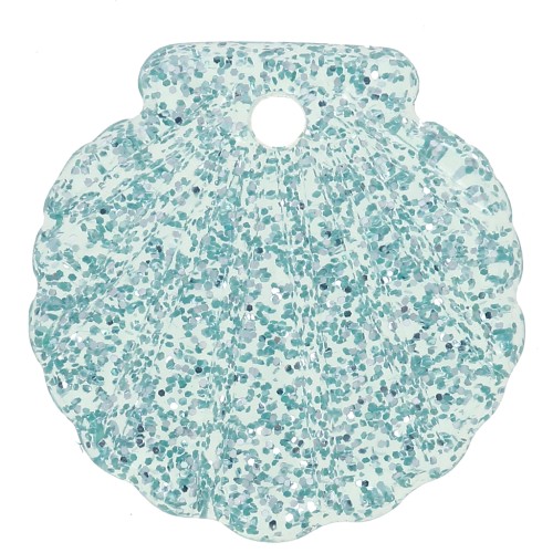 Pendente a conchiglia in acrilico da 16 mm - Brillantini blu x1