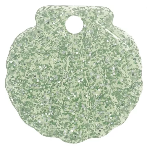 Pendente a forma di conchiglia in acrilico da 16 mm - Verde muschio Brillantini x1