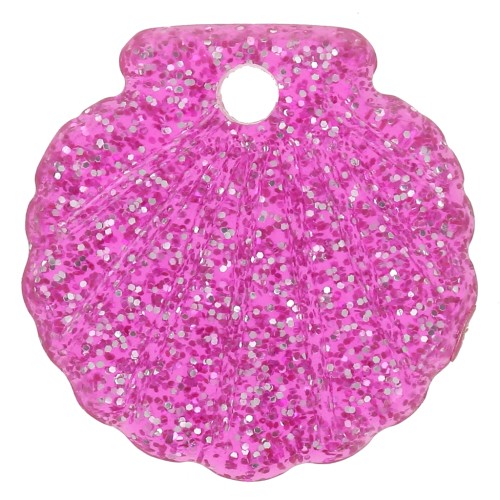 Pendente a conchiglia in acrilico da 16 mm - Rosa Brillantini x1