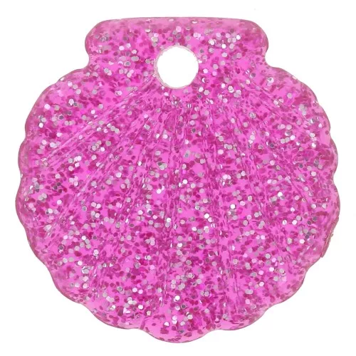 Pendente a conchiglia in acrilico da 16 mm - Rosa Brillantini x1