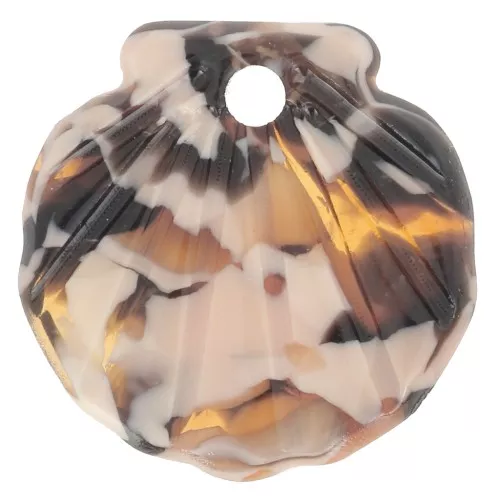 Pendente a forma di conchiglia in acetato da 16 mm - Conchiglia di tartaruga - Salmone - Marrone x1