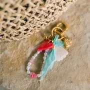 Pendente a conchiglia in acrilico da 16 mm - Argento Brillantini x1