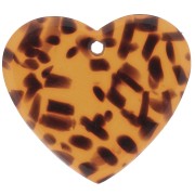 Pendente a cuore in acetato 21x18 mm - Terrazzo Brown - Nero x1