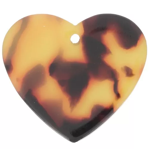 Pendente a cuore in acetato 21x18 mm - Tartaruga - Marrone - Nero x1