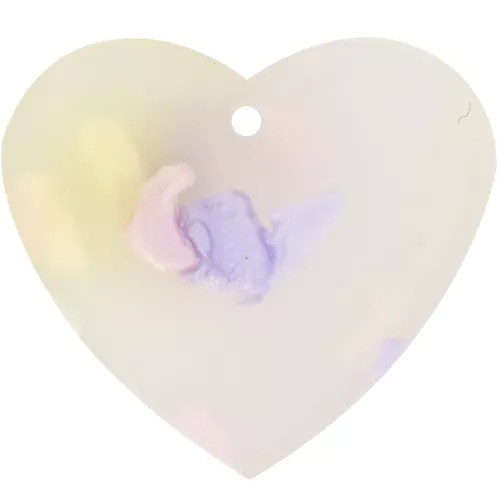 Pendente a cuore in acetato 21x18 mm - Terrazzo traslucido - Rosa - Viola x1