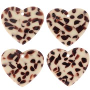 Pendente a cuore in acetato 21x18 mm - Marrone screziato - Crema x1