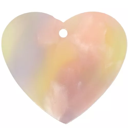 Pendente a cuore in acetato 21x18 mm - Tartaruga - Giallo - Salmone x1