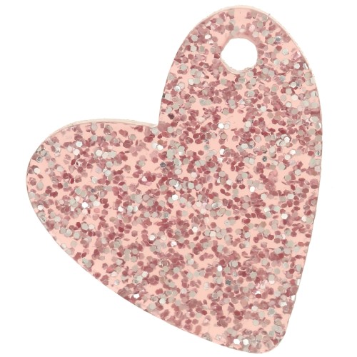 Zecchino a cuore in acrilico da 12 mm - Brillantini rosa antico x1