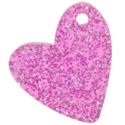 Zecchino a cuore in acrilico da 12 mm - Rosa Brillantini x1|raw }}