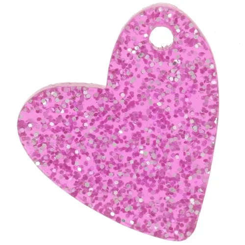 Zecchino a cuore in acrilico da 12 mm - Rosa Brillantini x1