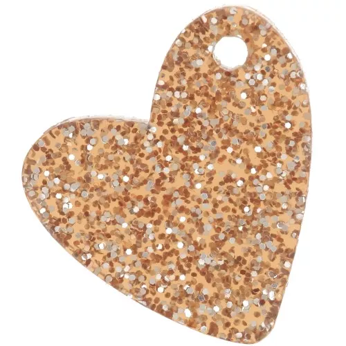 Zecchino a cuore in acrilico da 12 mm - Bronzo Brillantini x1
