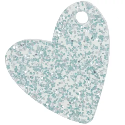 Zecchino a cuore in acrilico da 12 mm - Brillantini blu smerigliati x1